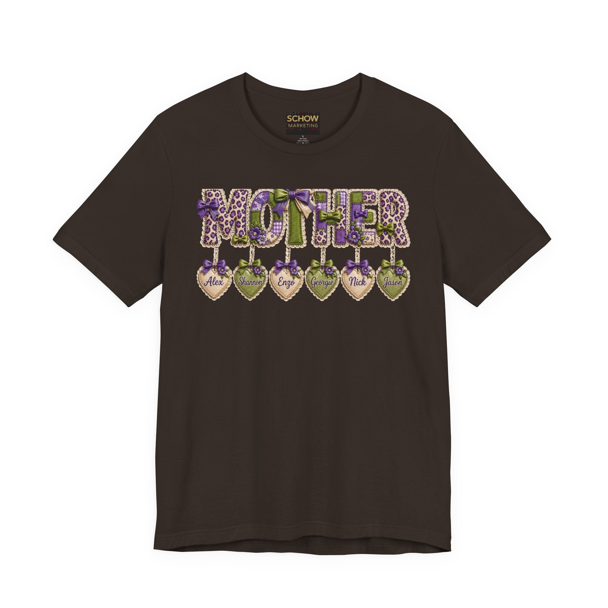 Mother Floral Name-Heart Tee — Personalized 'Mother' with Heart Tags