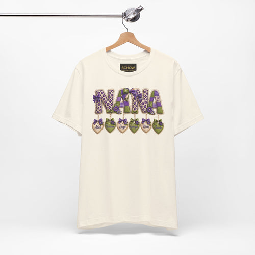 Nana Heart Pendant Tee — Floral Letters & Personalized Hearts Grandma Gift