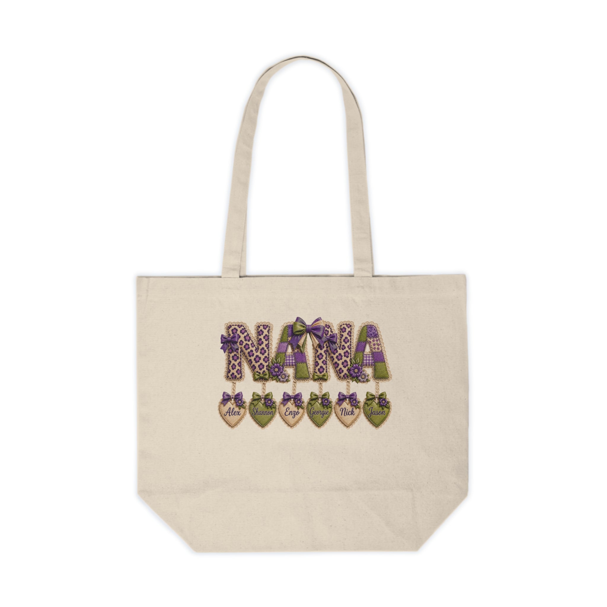 Nana Heart Charm Canvas Tote — Grandma Gift Tote Bag