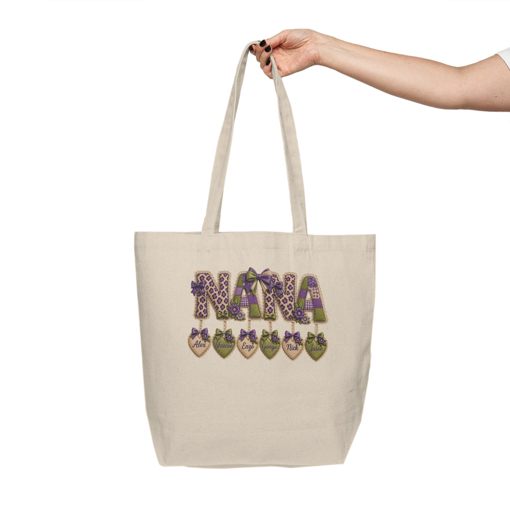 Nana Heart Charm Canvas Tote — Grandma Gift Tote Bag